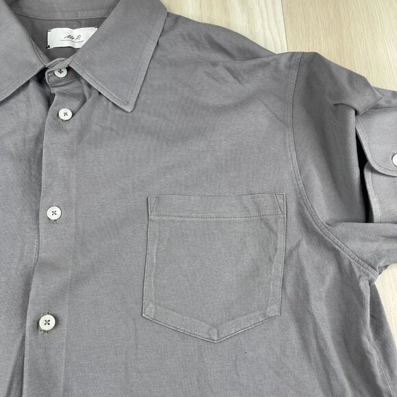 NWT Mr. P. Mens Gray Long Sleeve High Low Hem Button Up Shirt - Picture 6 of 12